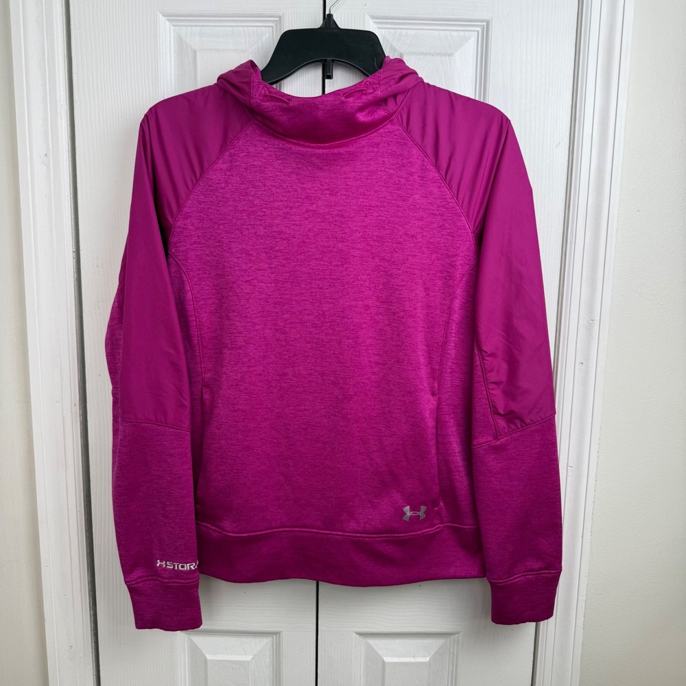 Under Armour Storm Pink Magenta Hoodie Fleece Lined Athletic Coldgear Women S